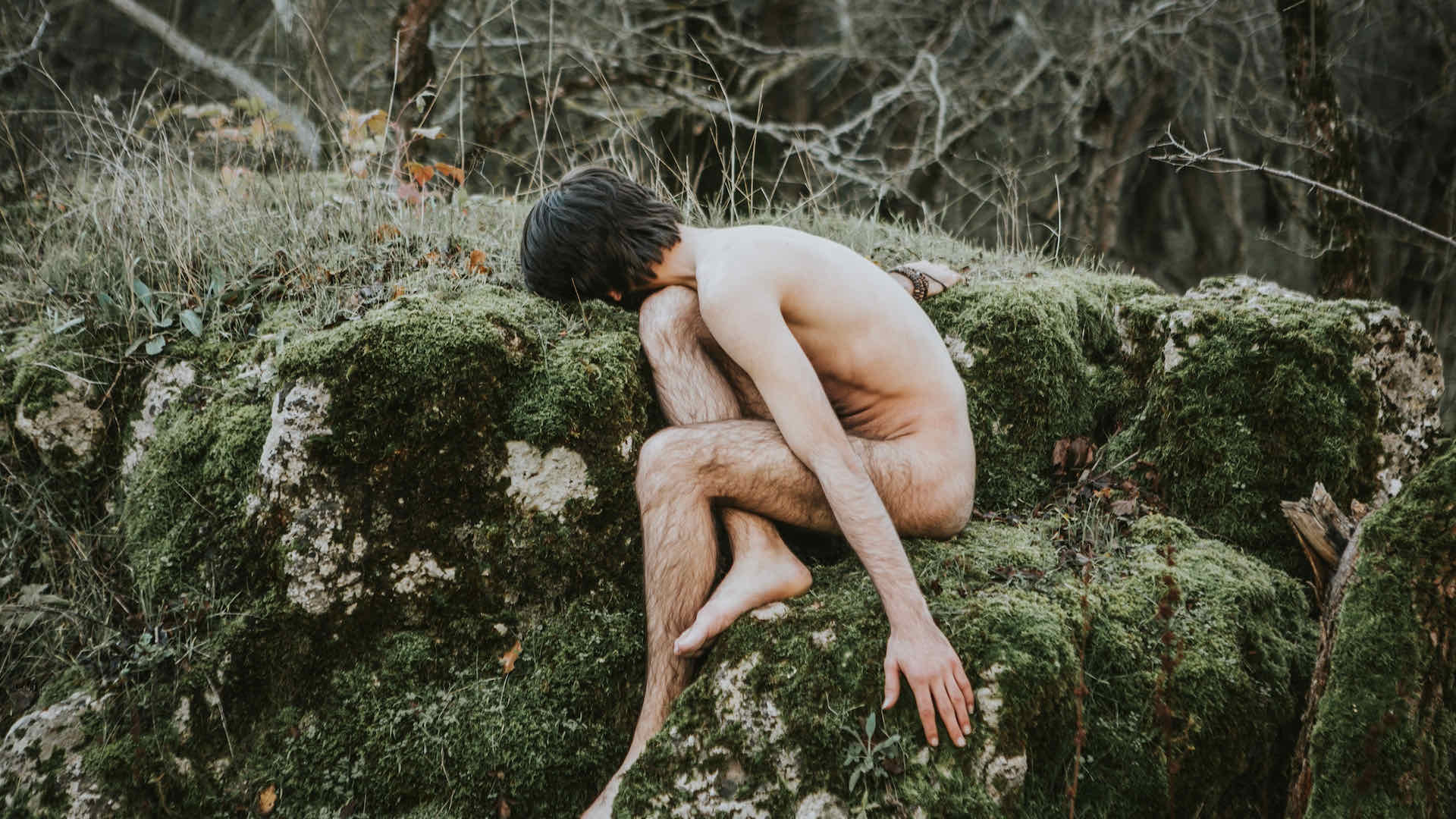 Naked man in nature
